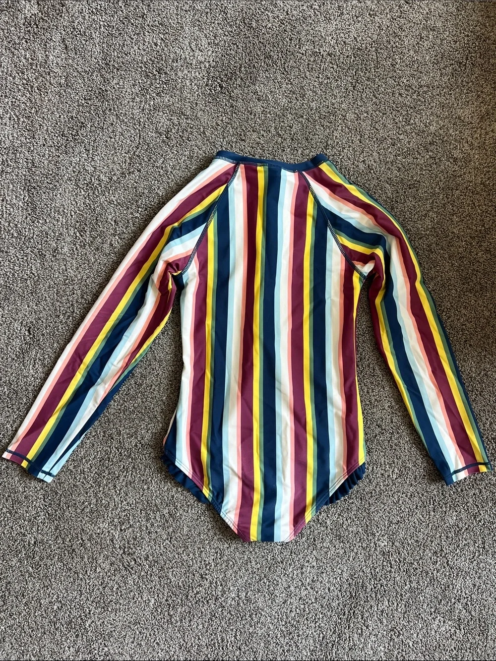 Ruffle Butts Multicolor Stripe Long-Sleeve One-Piece Swimsuit